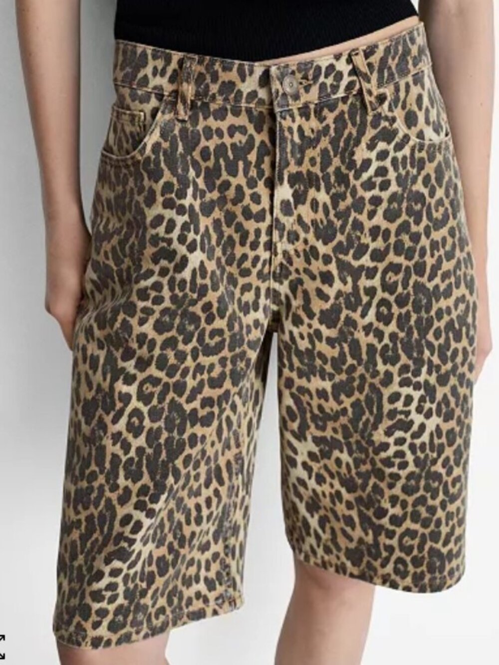 Leopard Print Bermuda Shorts High-Waist MANGO , sz 6